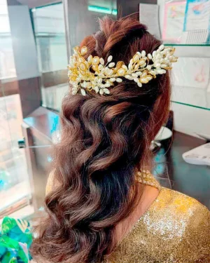 Corona de Novia con Perlas Doradas Beatriz