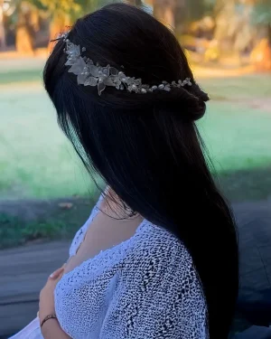 tocado de novia en resina blanco