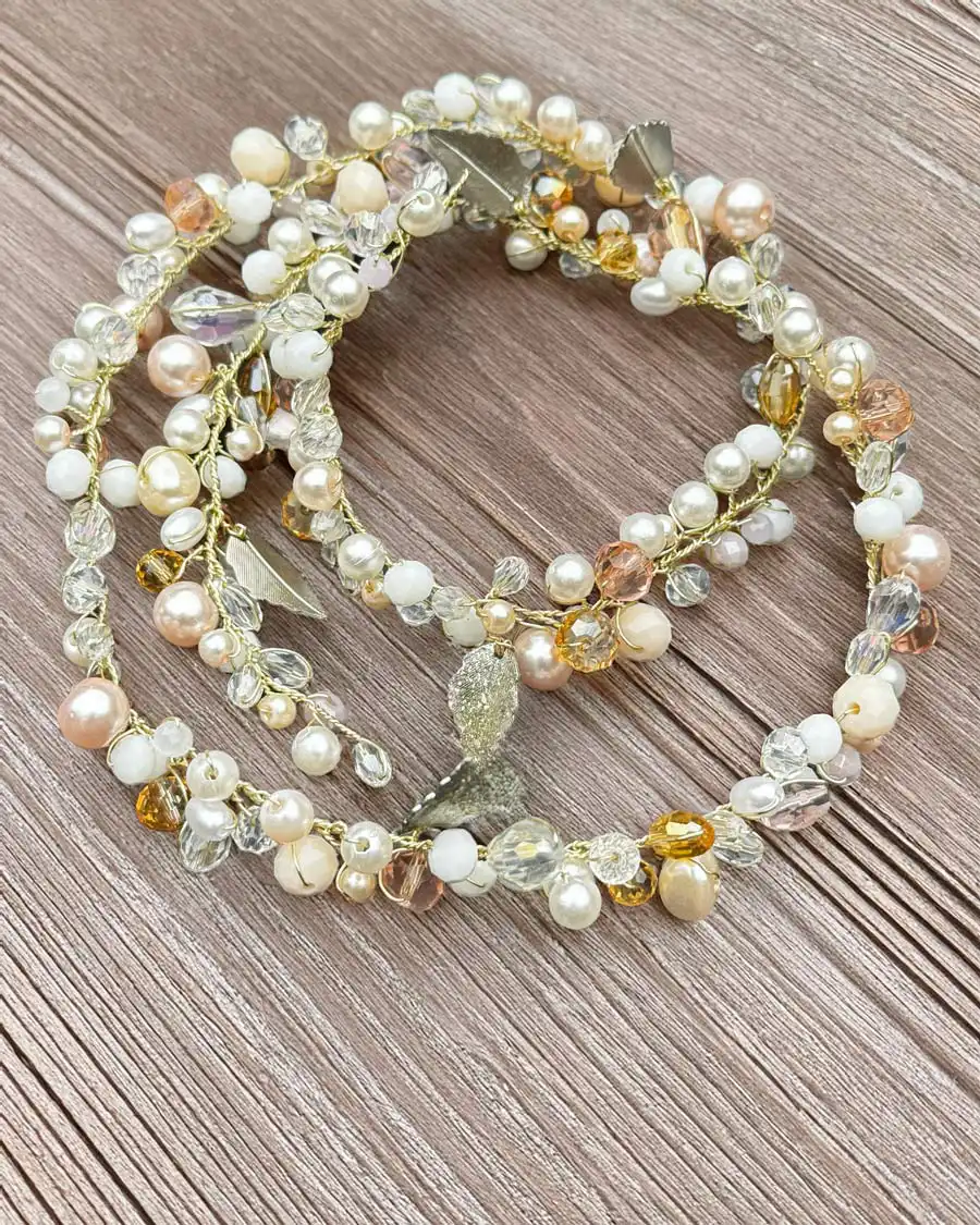 Corona de Novia con Perlas Multicolor | Modelo Fátima - Imagen 2